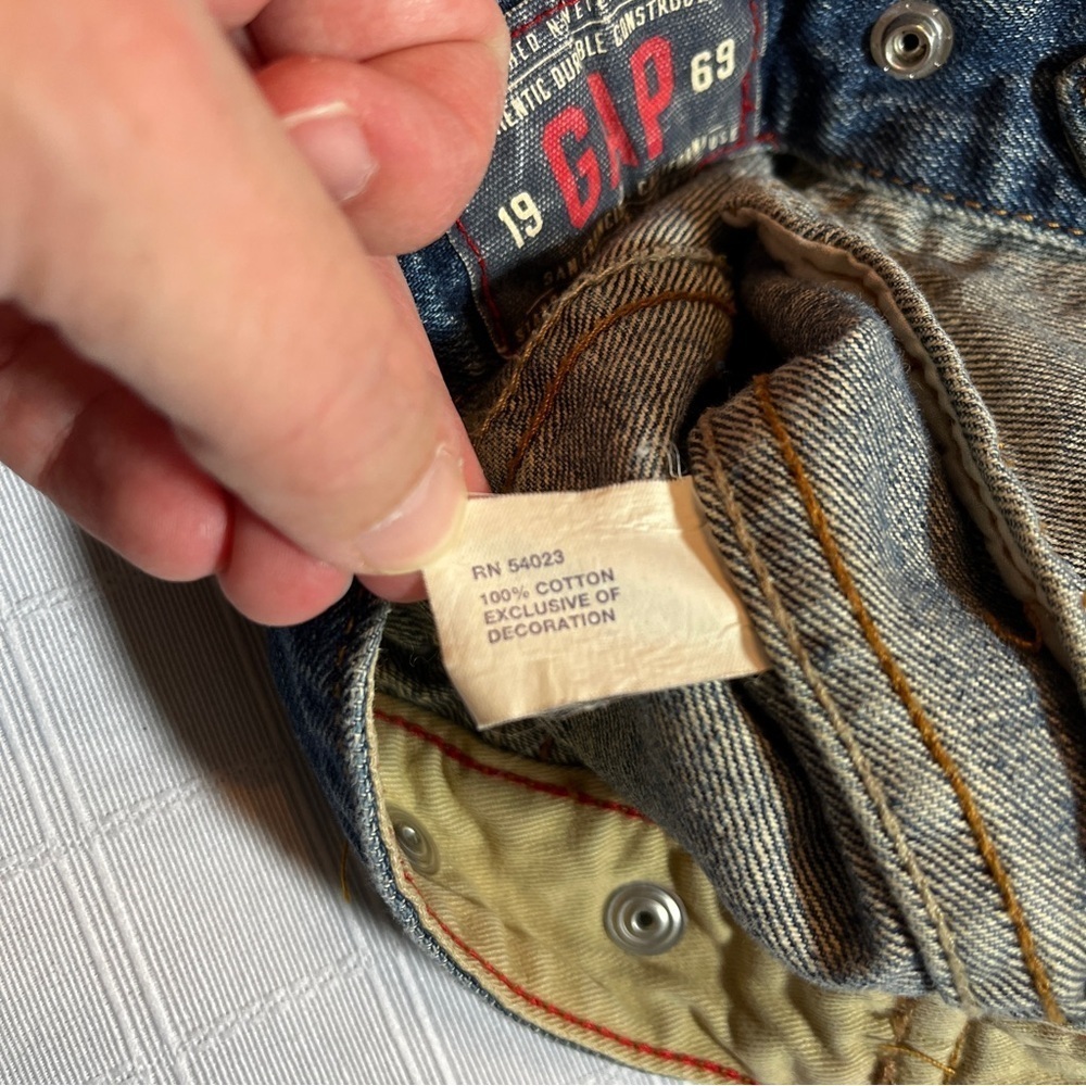 GAP Kids Classic Y2K Blue Jean Jacket Distressed Size XS 4-5 100% Cotton Western - Picture 9 of 14